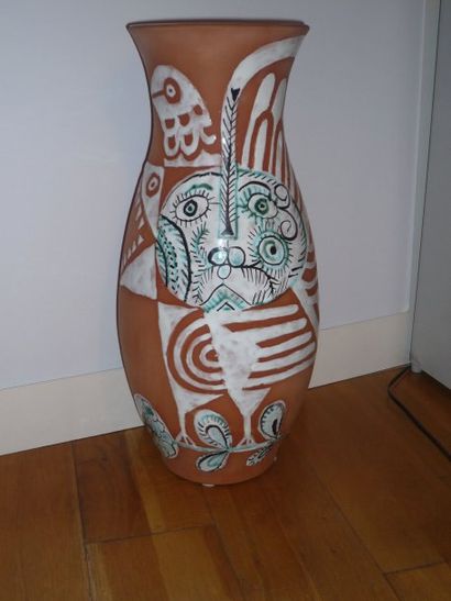 ROGER CAPRON (1922-2006). Important vase pansu à col élargi en céramique à couverte...
