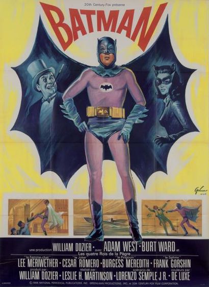 null BATMAN Film de Leslie H. Martinson (1966). Affiche de Boris GRINSSON (160x120...