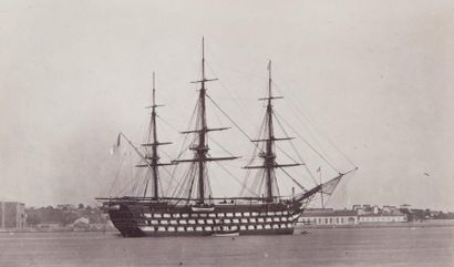 null [MARINE] Trois-mâts et navires à voiles et à vapeur, XIXe. 8 tirages d'époque...