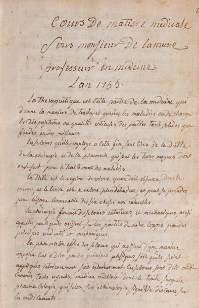 null [Manuscrit]. LAMURE (François-Bourguignon de Bussières de). Pharmacologie ou...