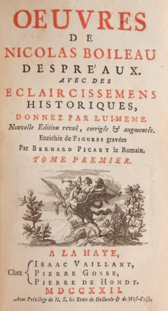 BOILEAU-DESPRÉAUX (Nicolas) Oeuvres de Nicolas Boileau Despréaux. Avec des éclaircissemens...