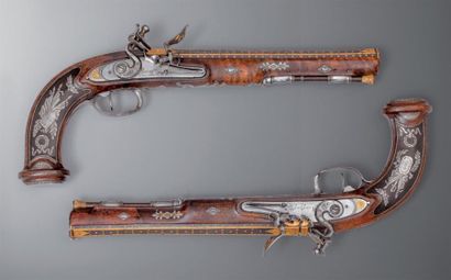 null Très belle paire de pistolets de luxe par Nicolas BOUTET. Canons octogonaux...