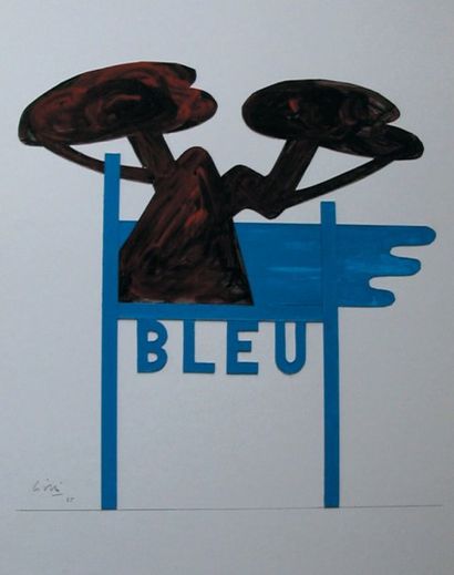 Claude Gilli (Né en 1938) (Ecole de Nice ) Bleu, 1985 Collage fait de cartons bleus...
