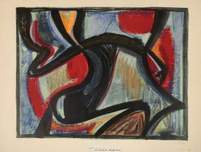 Jean-Michel Atlan (1913-1960) Composition. Dim.: 42,5×55cm. Lithographie en couleurs....
