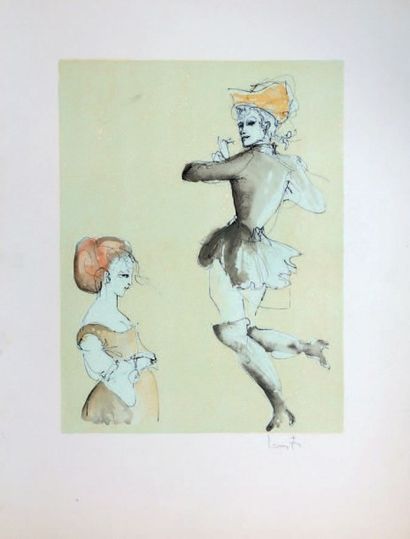 Léonor FINI (1908-1996) Études de danseurs ou danseuses - Silhouettes. Dim.: 58×48cm,...