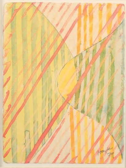 Stanley William HAYTER (1901-1988) Composition, 1979. Aquarelle sur traits de crayon...