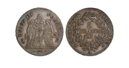 DIRECTOIRE (1795-1799). 5 francs Union et...