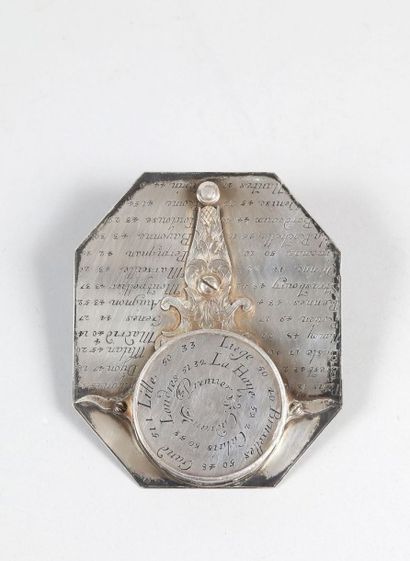 null CADRAN SOLAIRE OCTOGONAL. BUTTERFIELD, Paris, c. 1700, 6,8 x 8 cm, argent, verre,...