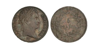 null IDEM-5 francs tête laurée, 1813 Rouen. G 584. Presque superbe.
