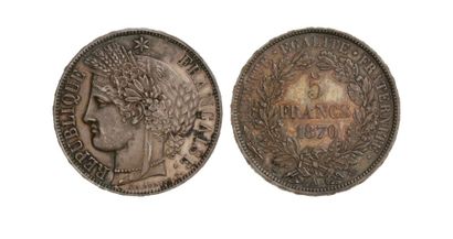 Gvt de DEFENSE NATIONALE (1870-1871). 5 francs...