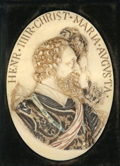 D'après Guillaume DUPRE (c.1574-1647) Médaillon en ivoire de forme ovale représentant...