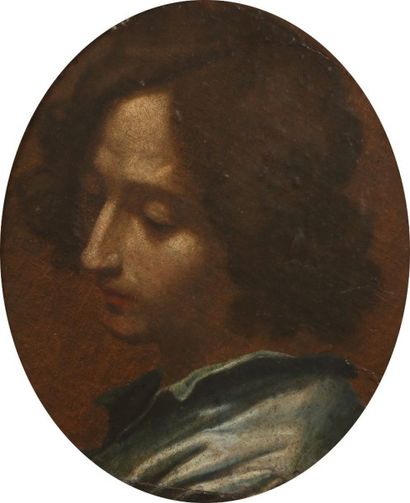 Attribué à Lorenzo LIPPI, (1606 - 1665) Tête de jeune homme, fragment. Toile marouflée...