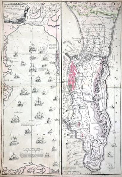 null PLAN de GIBRALTAR " attaquée par terre et par mer par l'armée espagnole et française...