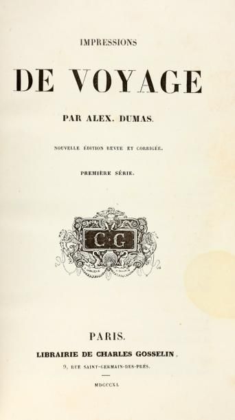 DUMAS (Alexandre) Impressions de voyage. 2 vol. in-8 de 425-468 pp. relié ½ basane...