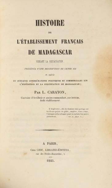 LEGUEVEL de LACOMBE (B.F.) Voyage à Madagascar et aux îles Comores (1823 à 1830)...