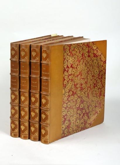 ANONYME La Sainte Bible (Ancien Testament). 4 vol. in-folio reliés ½ maroquin jaune...