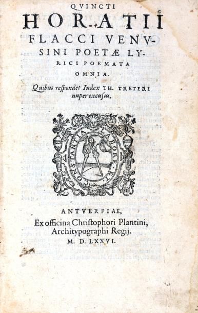 HORACE Quincti Horatii flacci venusini poetae lyrici poemata omnia. 1 vol. gd in-12...