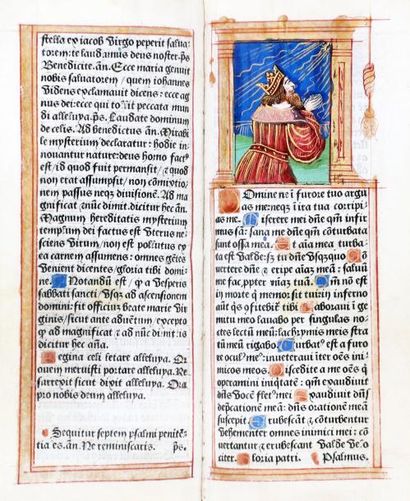 null LIVRE D'HEURES de la Vierge. 1 vol. pt in-8 de 96 ff. de vélin. Impression à...