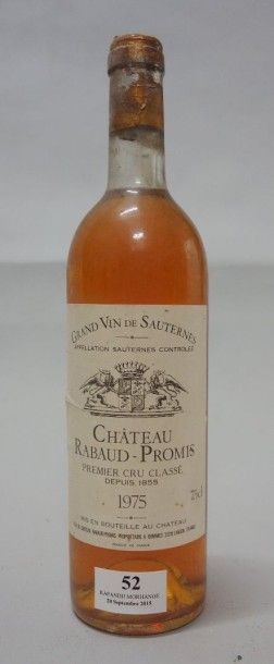 null 1 Bouteille CHÂTEAU RABAUD PROMIS - Sauternes 1975 Niveau bas goulot.