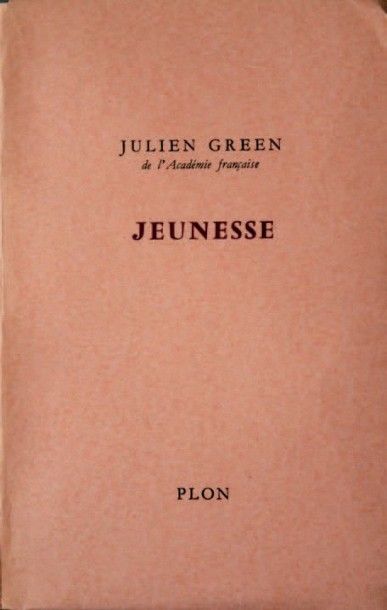 GREEN (Julien) Jeunesse. Paris, Plon, 1974. In-12 broché, couverture rempliée (non...