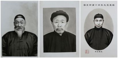 null Trois photographies sur plaques de marbre en noir et blanc, - " portrait d'homme...