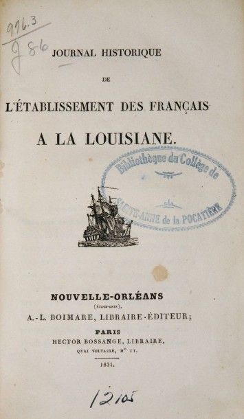 null [Americana]. BÉNARD de la HARPE (Jean-Baptiste)]. Journal historique de l'établissement...