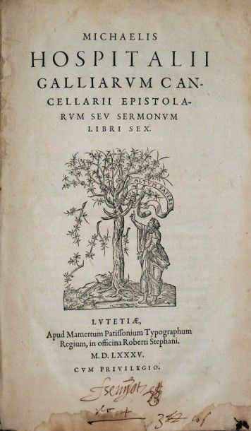 L'HOSPITAL (Michel de) Epistolarum seu sermonum libri sex. Lutetiae, in officina...