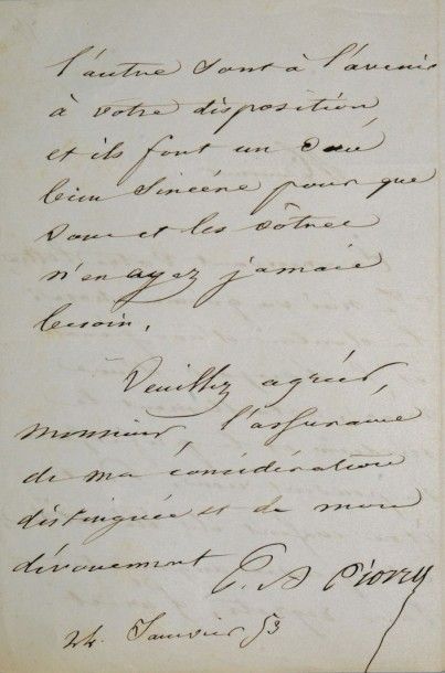PIORRY (Pierre-Adolphe) L.A.S. 24 janvier 1853, 1 page sur 1 ff. in-4 replié. Lettre...