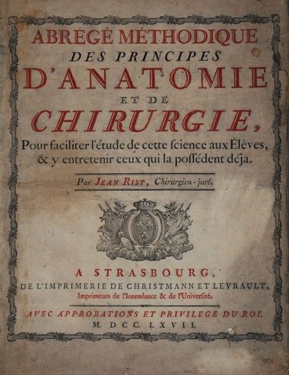 null [Alsatica]. RIST (Jean). Abrégé méthodique des principes d'anatomie et de chirurgie,...