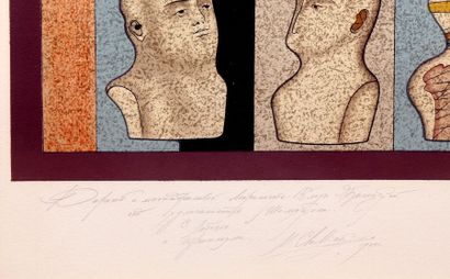 Mikhaïl CHEMIAKINE (1943) "Etude osseuse et bustes", 77. Lithographie signée et datée...
