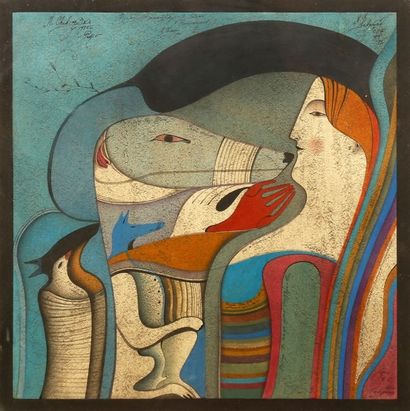 Mikhaïl CHEMIAKINE (1943) "Le lévrier et la femme". Aquarelle sur papier. De nombreuses...
