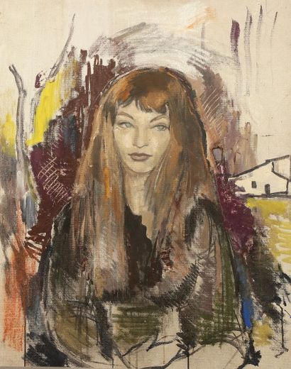 Serge PIMENOFF (1895-1960) "Portrait de Marina", Huile sur isorel non signée. 98...