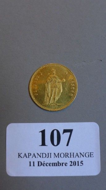 null Ducat Franz-Joseph 1er de Hongrie, 1869. 

Pièce en or, poids : 3,5 g.