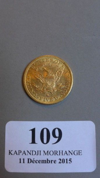 null 1 x 5 dollars or américain, 1886.

P 8,4