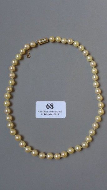 null Collier de perles de culture, fermoir en or. Poids brut : 32,7 g.