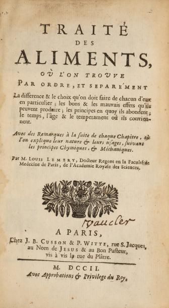 null [GENERALITES] [VIN] [TABAC] Louis LEMERY. ? Traité des Aliments. ? Paris: J....