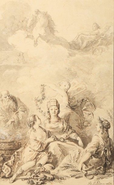 Jean Baptiste LE PRINCE (1734 - 1781) Projet de frontispice pour " Les Saisons "...
