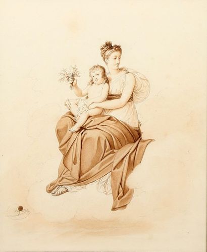 Louis LAFITTE (1770 - 1828) Allégorie de la maternité ou de la naissance du Roi de...