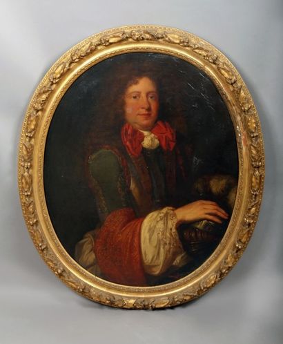 Ecole FRANCAISE vers 1690, entourage de Henri GASCARD Portrait d'homme au noeud rouge...