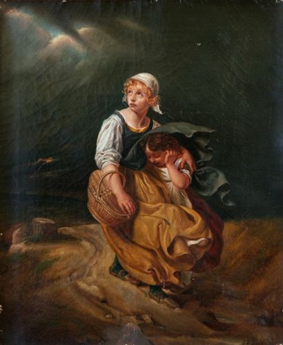 null *Jean-Baptiste BICHARD (1722-?) :

"Le retour de pêche".

Huile sur toile signée...