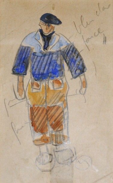 null MATHURIN MÉHEUT (1882-1958)

Étude d'un pêcheur, vu de face.

Dessin et aquarelle.

Signé...