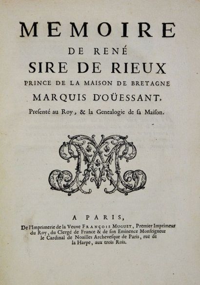 null RIEUX DE SOURDEAC (René de).

Mémoire de René, sire de Rieux, prince de la maison...