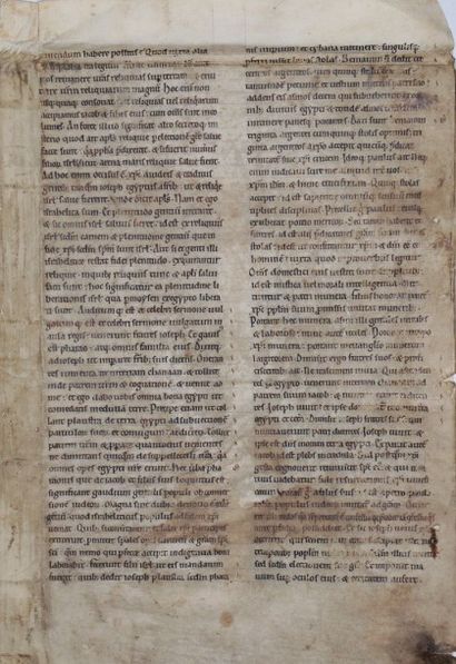 null [Bible (fragment), XIIe siècle]. Bifeuillet provenant d'un manuscrit latin de...