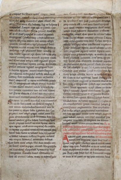 null [Bible (fragment), XIIe siècle]. Bifeuillet provenant d'un manuscrit latin de...
