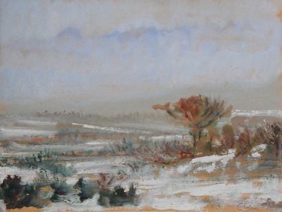 null *CLOT René-Jean (1913-1996). Né à Alger.

Paysage d'hiver en Algérie.

Aquarelle...