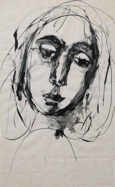 null *CLAVÉ Antoni (1913-2005).

Portrait de jeune femme.

Encre de Chine et lavis...