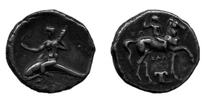 null Italie. Calabre. Tarente. Didrachme. Hégémonie de Pyrrhus (281-272) Cavalier...