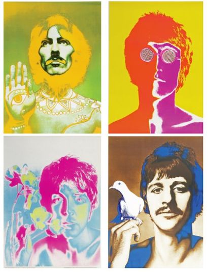 Richard AVEDON (1923-2004) Les Beatles 1968 4 affiches originales en couleurs, d'époque,...