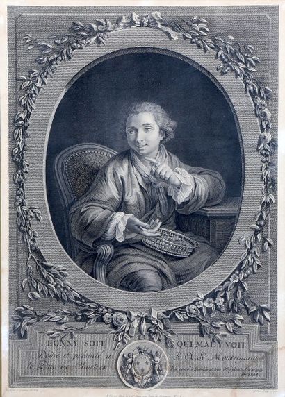 null HUBERT (François) (1740-1809). " HONY SOIT QUI MAL Y PENSE " ET " HONY SOIT...