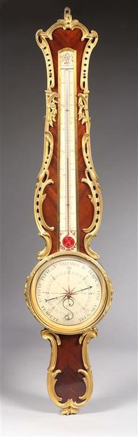 Baromètre-thermomètre de forme chantournée...